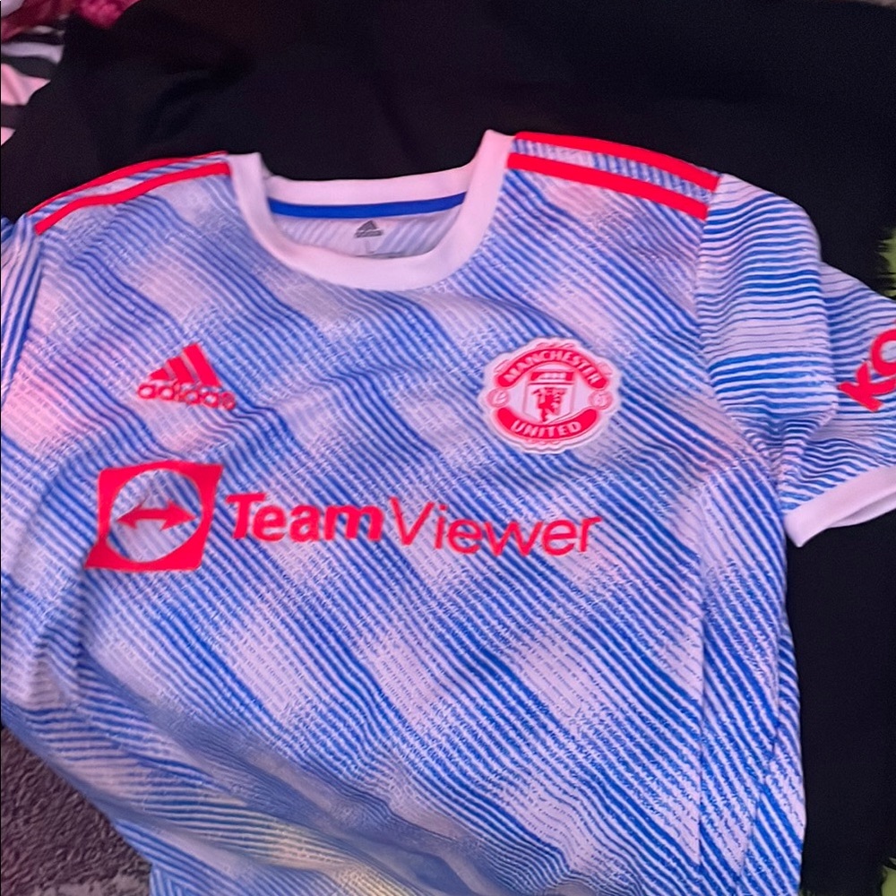 Adidas Manchester United Blue and White Jersey